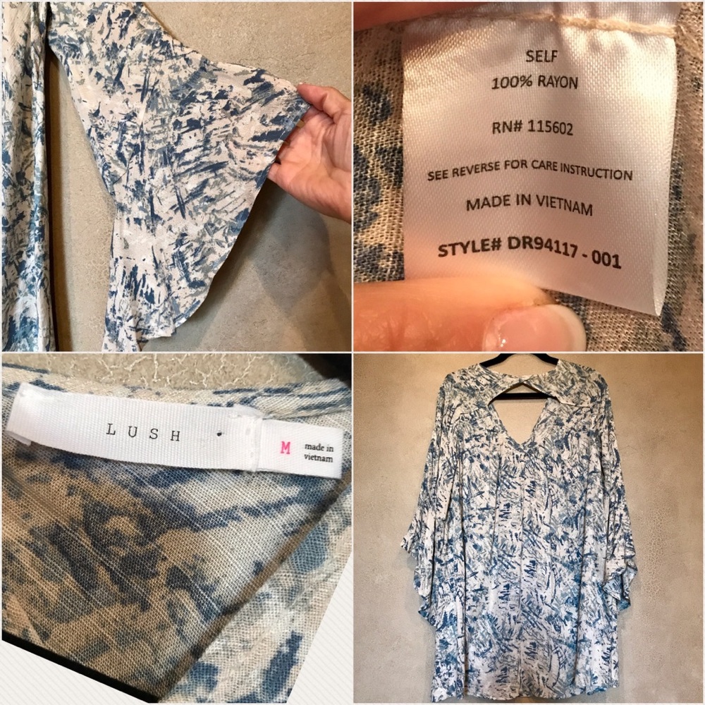 Boho Flowy Dress Keyhole Back, NWOT size M - Picture 4 of 8